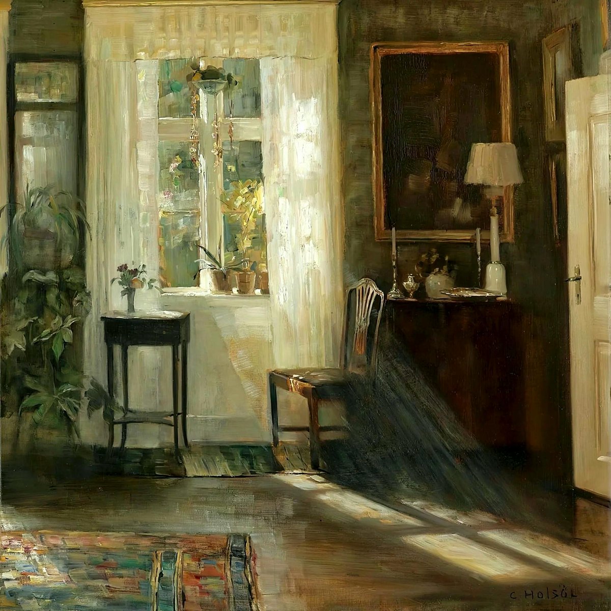 DailyClassicArt's tweet image. Carl Holsøe - "Sunshine in the living room"