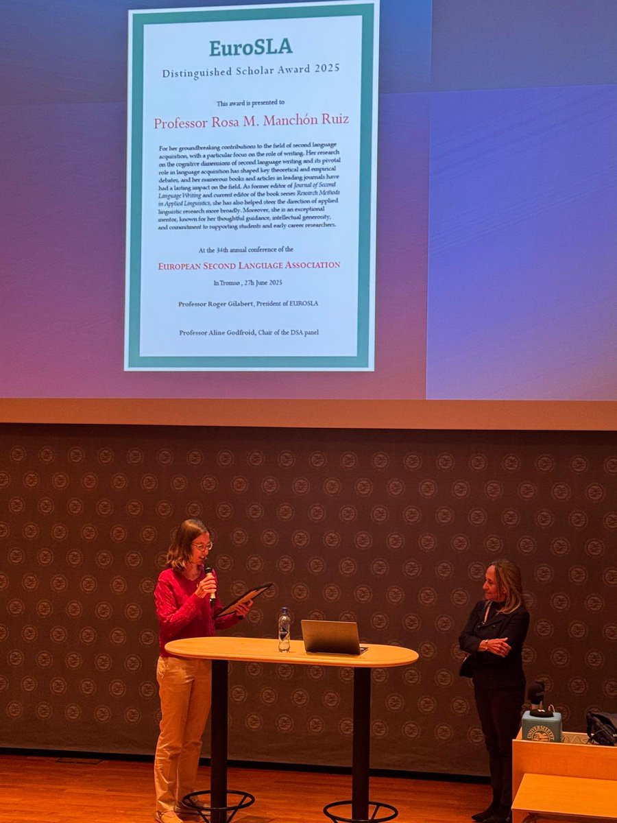 So proud of our PI Rosa Maria Manchón for winning this years distinguished scholar award at <a href="/EuroSLA/">EuroSLA</a>