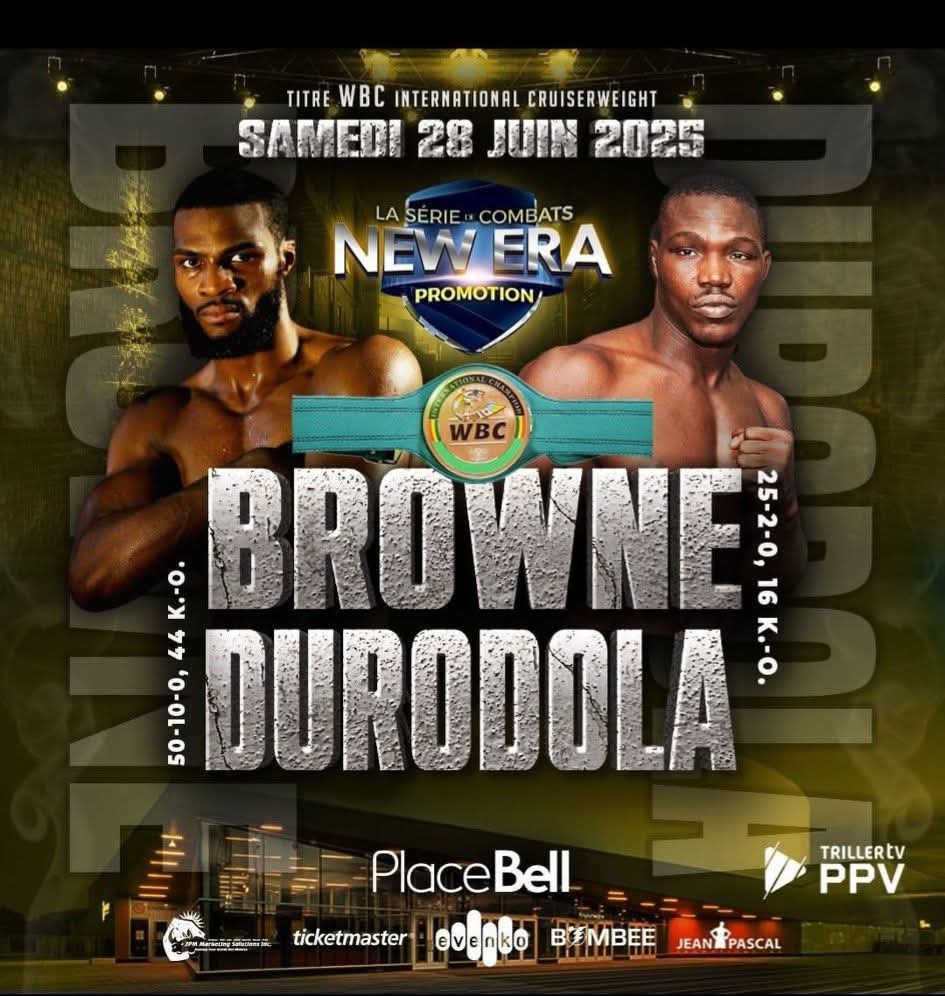 Fightgistmedia's tweet photo. FIGHT WEEK!
American Marcus Browne (25-2-0-16KOs) 🇺🇸 will face Nigerian Olanrewaju Durodola (50-10-0-44KOs) 🇳🇬 for the Vacant WBC International Cruiserweight title tomorrow night, Saturday, June 28th at Place Bell, Laval, Quebec in Canada 🇨🇦
.
#Fightgistmedia #Boxing #Wbctitle https://t.co/SSMOvXaZvZ