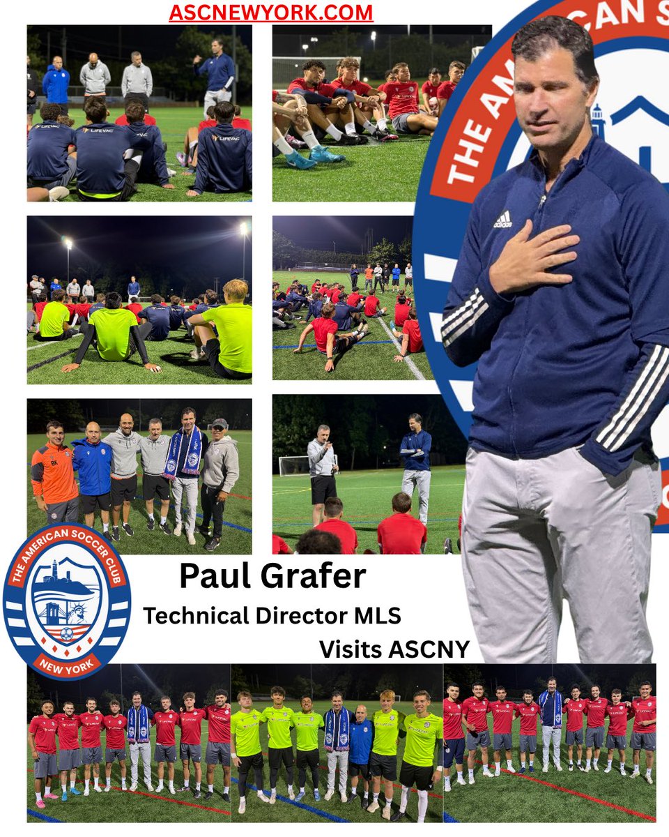 ASCNewYork's tweet image. We had a special guest at training last night—Paul Grafer, MLS Technical Director.
Originally from Port Washington, Paul began as a goalkeeper there and played ODP. He also played under our very own head coach, John Fitzgerald. He went on to star at William & Mary and play…