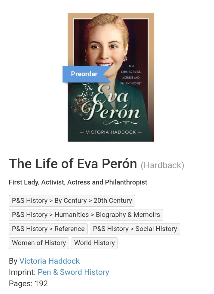 vickyhaddock's tweet image. The Life of Eva Perón: First Lady, Activist, Actress and Philanthropist is now available to pre-order!
#evaperon #evita