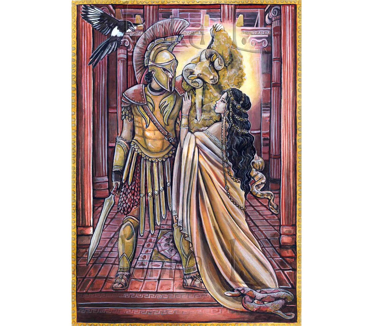 jankal7's tweet photo. Iason and Medea - original illustration for sale here: https://t.co/nNW1Rg328I #artforsale #giftideas #Iason #Medea #greek #mythology #signedart #watercolour #painting #historic #fantasy #legend #love #hero #romantic https://t.co/nNW1Rg328I https://t.co/tZCKtXFl7x