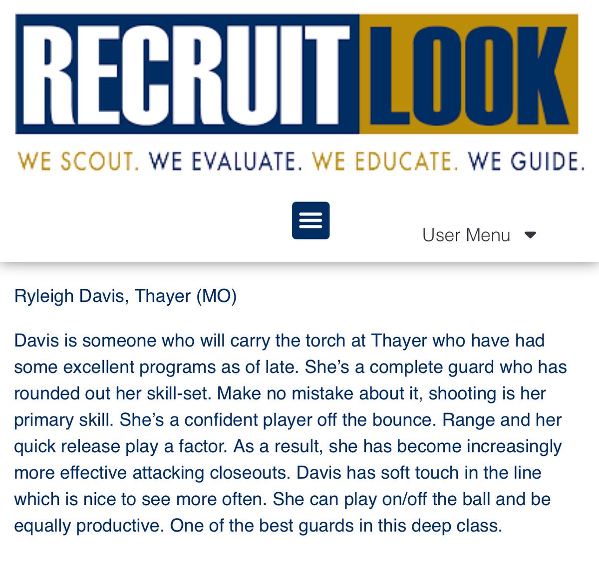 Ryleigh Davis (@4_ryleighdavis) on Twitter photo Thank you so much for the right up! ππ½ <a href="/RL_HoopsGirls/">RecruitLook Hoops Girls</a> <a href="/pd_skillz/">Mavs Elite GUAA</a> <a href="/CoachTashaWill/">Tasha βCrainβ Williams</a> #MavsElite #ThayerLadycats Thank you so much for the right up! ππ½ <a href="/RL_HoopsGirls/">RecruitLook Hoops Girls</a> <a href="/pd_skillz/">Mavs Elite GUAA</a> <a href="/CoachTashaWill/">Tasha βCrainβ Williams</a> #MavsElite #ThayerLadycats