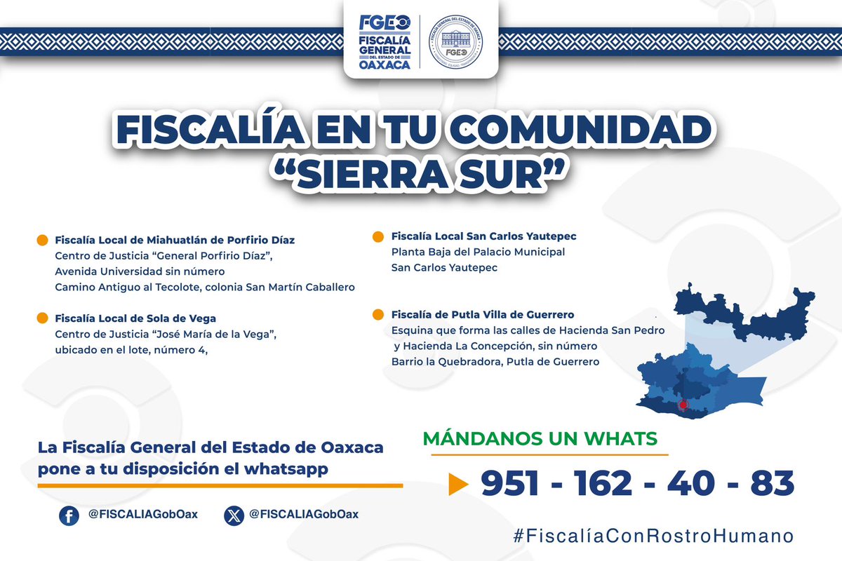 En la región de la Sierra Norte contamos con diversas oficinas de atención para brindar una atención integral a las víctimas. ¿Quieres saber dónde se encuentran estos centros de atención? Te compartimos la ubicación de cada una de estas oficinas. #FiscalíaEnTuComunidad