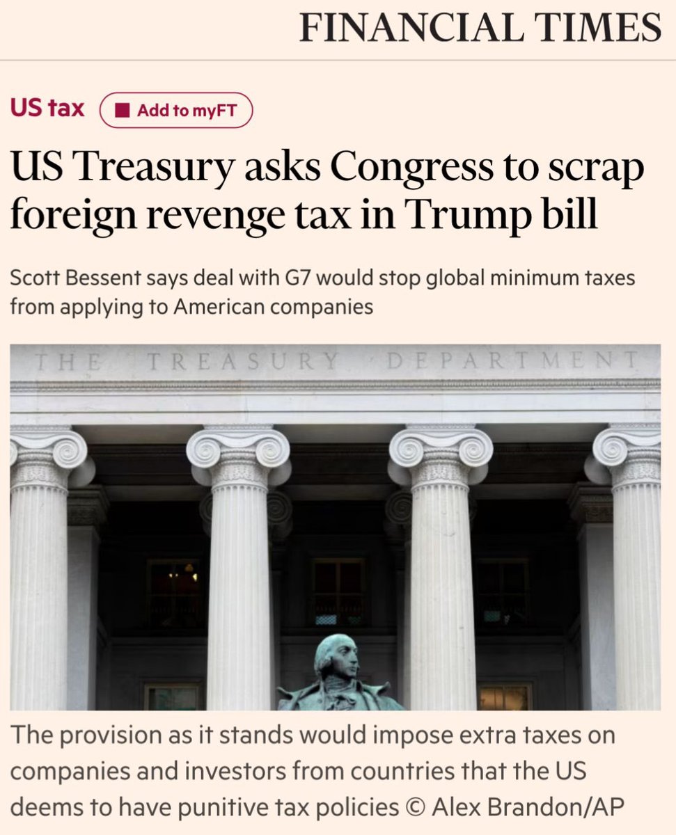 BuyAndHold2015's tweet image. Marcha atrás al “impuesto de la venganza” que Trump quería imponer a los inversores extranjeros en acciones de 🇺🇸:subir las retenciones en origen del 15% al 35% tras 4 años.Un hachazo fiscal que hubiera espantado capital y confianza.El capital no tiene pasaporte,pero sí memoria.