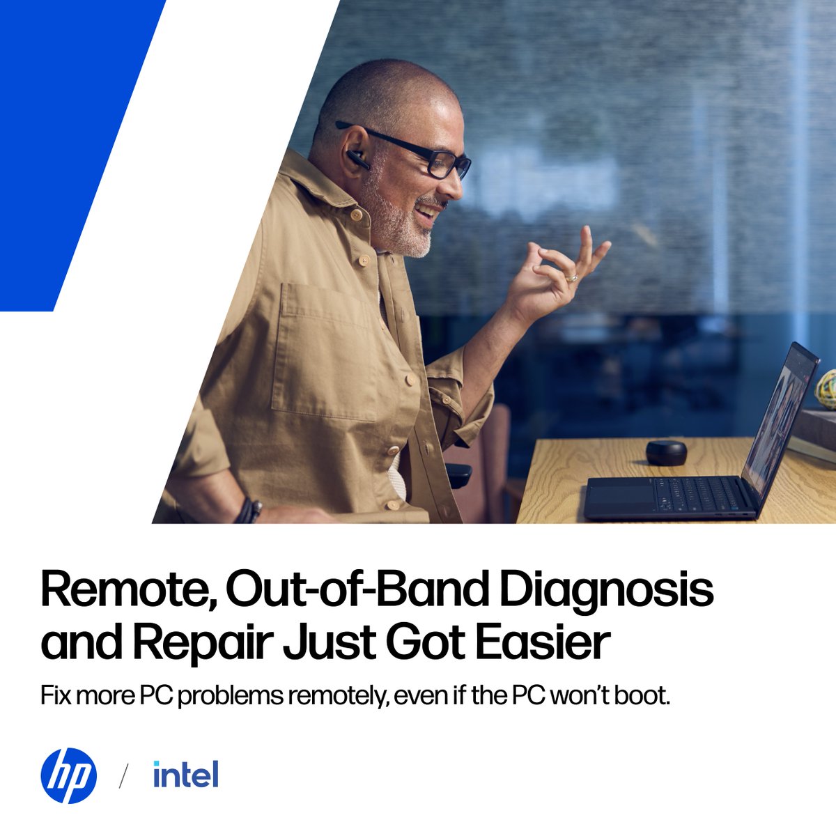 IntelBusiness's tweet image. Say goodbye to shipping broken laptops. With @HP + #IntelvPro, IT can now fix PCs remotely—even when they won’t boot.
🔧 Faster recovery
🛠️ No desk-side visits
🔐 Secure, BIOS-level access
🙌 Zero user hassle
Learn more: intel.ly/45L82W8