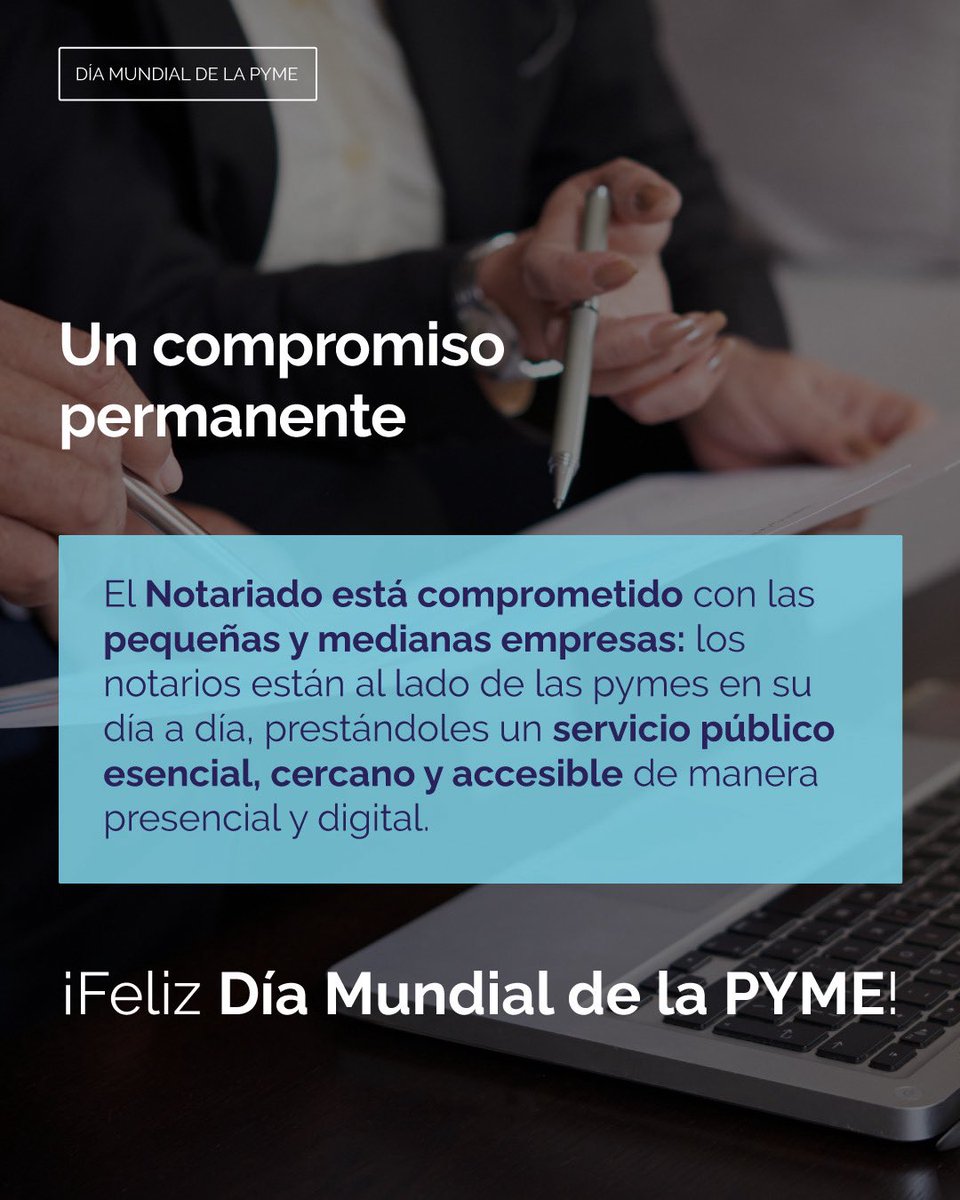 ✅ Los notarios acompañamos a las pymes a lo largo de toda su andadura empresarial, desde el momento de su constitución

🤝🏻 En el #DíaDeLaPYME reafirmamos nuestro compromiso con las pequeñas y medianas empresas, a las que asesoramos imparcialmente y prestamos un servicio cercano
