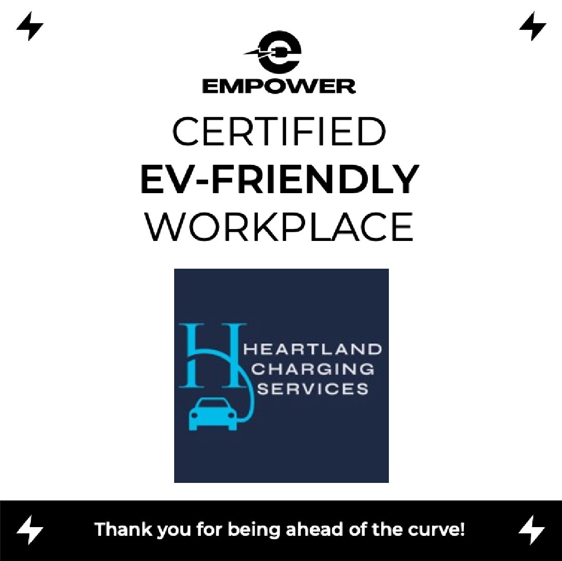 🔌 So proud to recognize one of our earliest #EMPOWER partners <a href="/HeartlandEV/">Heartland Charging Services</a>! They’re not just helping others install #EV chargers across the Midwest—they’re walking the talk with 4 Level 2 &amp; 2 DC Fast chargers at their Dublin HQ. Thanks for leading the charge! #WorkplaceCharging