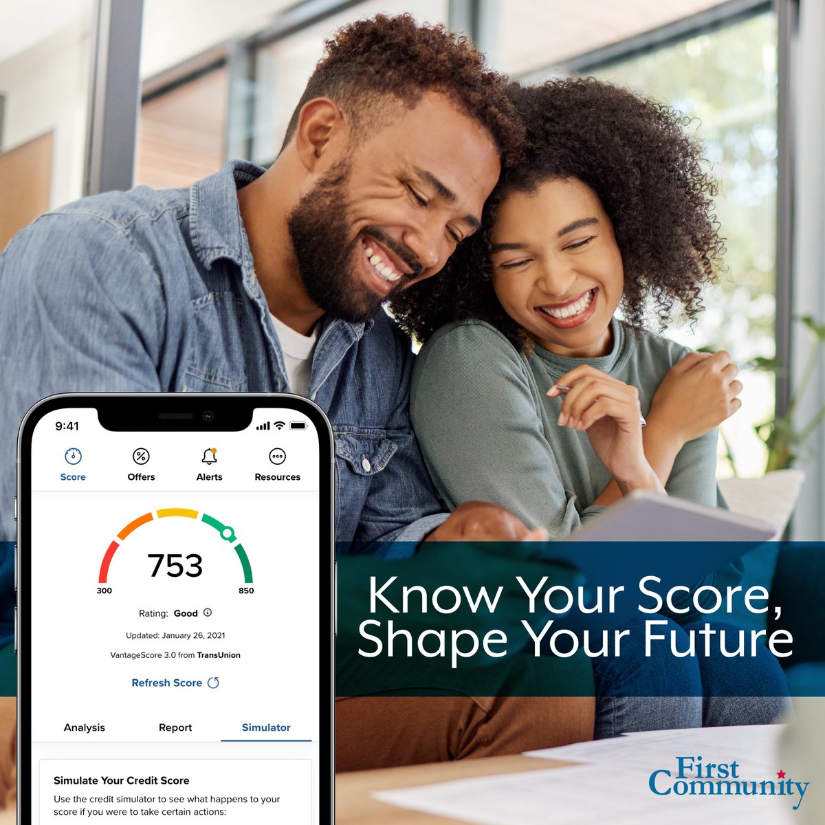 Want to take control of your credit score this summer?  Get started by using the Credit Score tool found within our online banking and mobile app! 💳