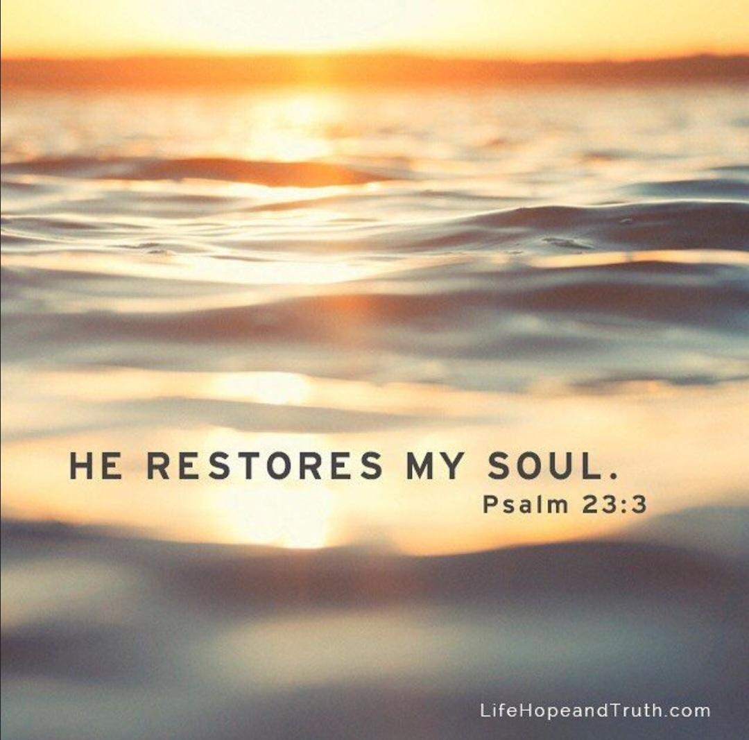 He restores my soul.

Psalm 23:3