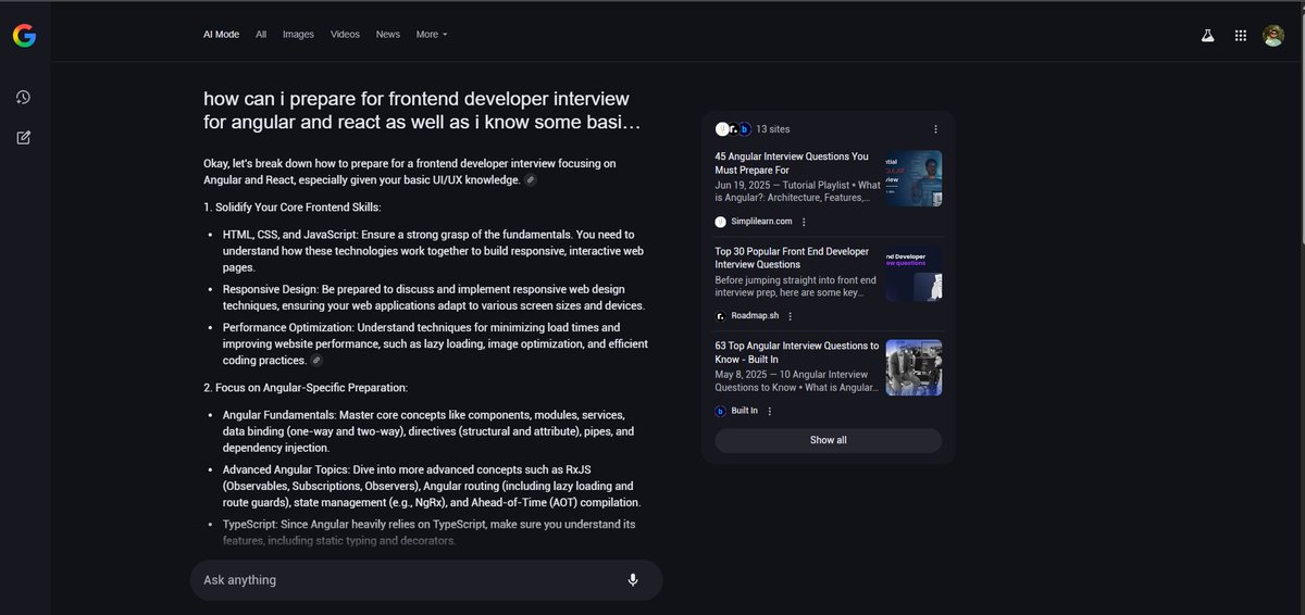 parui_pratap's tweet image. Just got me Google&apos;s AI Mode experiment in Beta