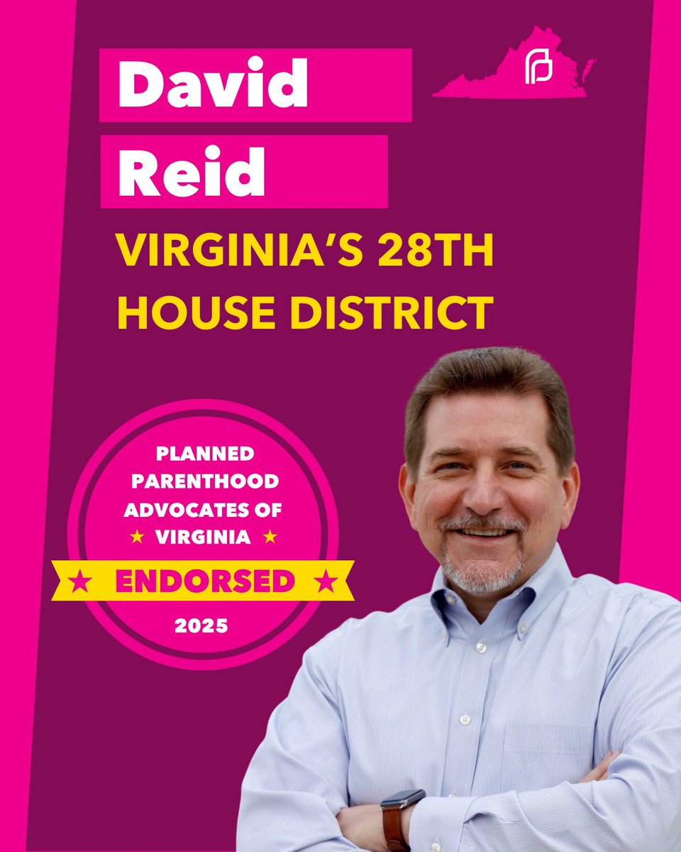 DavidReidVA's tweet image. Thrilled to have the support of @PPAVirginia in this race. I’m committed to safeguarding reproductive health care for every Virginian. Together, we’ll keep Virginia moving forward. #ReproductiveFreedom
