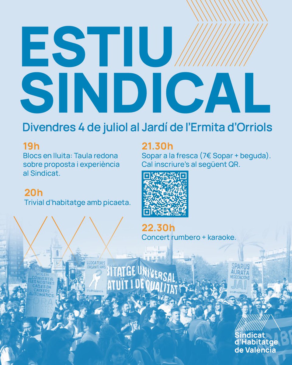 🔵 Des del Sindicat donem la benvinguda a l'estiu

👉 Tindrem les experiències dels blocs organitzats al sindicat i més activitats per a gaudir juntes! 

Organitzem-nos, fem un oci independent i lluitem per un habitatge universal!