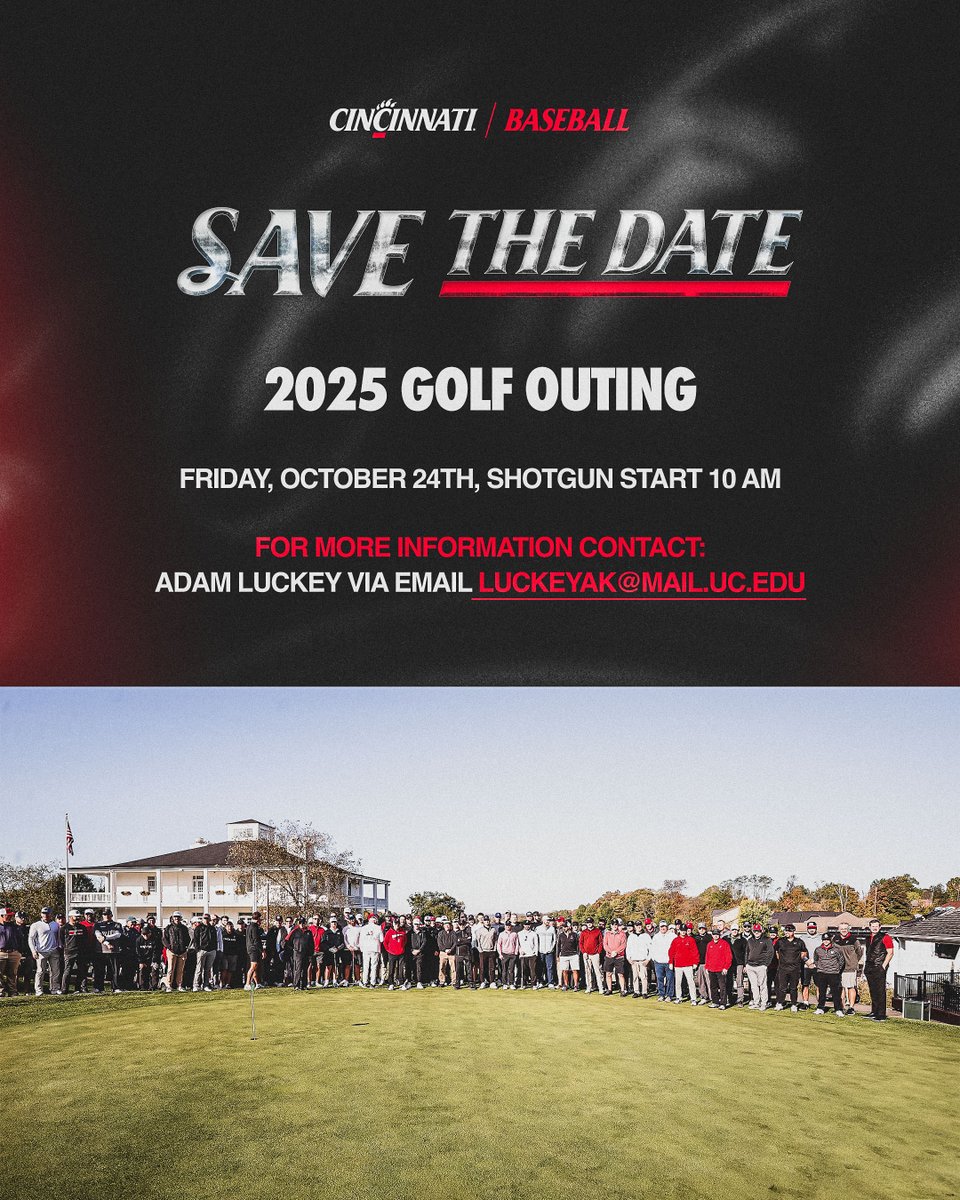 𝗦𝗔𝗩𝗘 𝗧𝗛𝗘 𝗗𝗔𝗧𝗘‼️

Our annual golf outing is set for Friday, Oct. 24 at Pebble Creek Golf Course.

More information to follow!

#Bearcats | #TenGames
