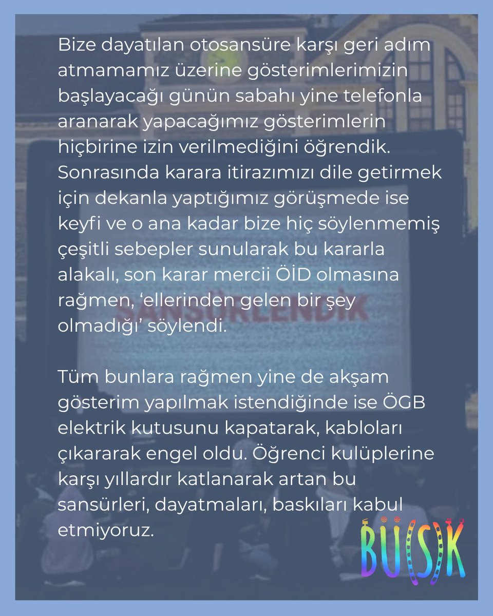 butikboun's tweet image. Öğrenci kulüplerine karşı yıllardır katlanarak artan bu sansürleri, dayatmaları, baskıları kabul etmiyoruz. 
Yaşasın öğrenci dayanışması!