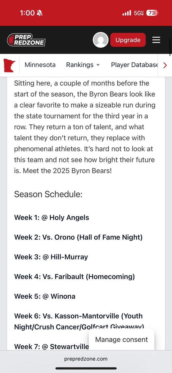 Bsteele08's tweet image. Thanks @MNFBSpotlight and @PrepRedzoneMN for the preseason write up and preview. I can’t wait for the season, we got something special!!
@OJW_Scouting @CoachHalder
@ByronMNFootball @NWahlScouting