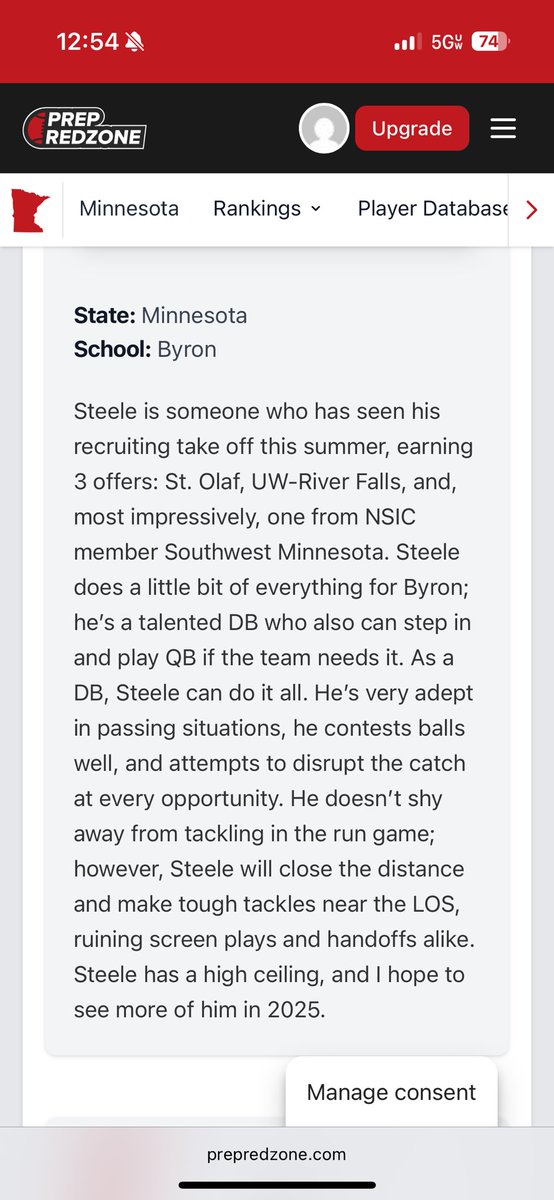 Bsteele08's tweet image. Thanks @MNFBSpotlight and @PrepRedzoneMN for the preseason write up and preview. I can’t wait for the season, we got something special!!
@OJW_Scouting @CoachHalder
@ByronMNFootball @NWahlScouting