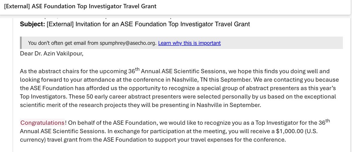 azinvkp's tweet image. Pleased to be selected as a Top Investigator for the #ASE 36th Annual Scientific Sessions! Grateful to the ASE Foundation for this recognition and travel grant supporting my presentation! @ASE360
Looking forward to attending this September in Nashville! #ASE2025
@PennCardiology