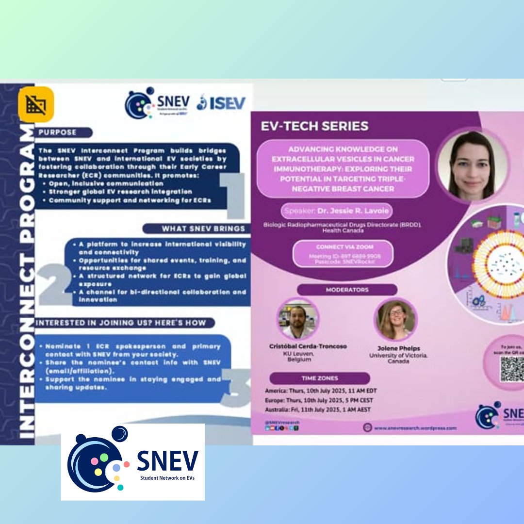 gave_arg's tweet image. 💻Además, nos contó que SNEV está reclutando representantes para promover la interacción entre comunidades de vesículas extracelulares a nivel mundial!
❗️Más info y próximos eventos del SNEV en:
snevresearch.wordpress.com