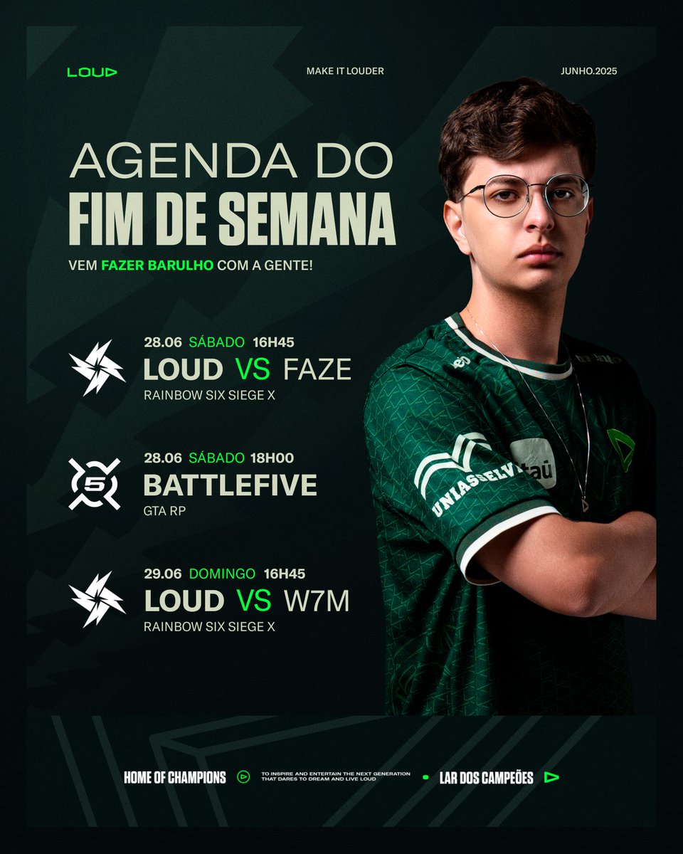 UM fim de semana e TRÊS jogos com clima de final!

vem com a TUA 🫵 LOUD. SEM MEDO!

#goLOUD