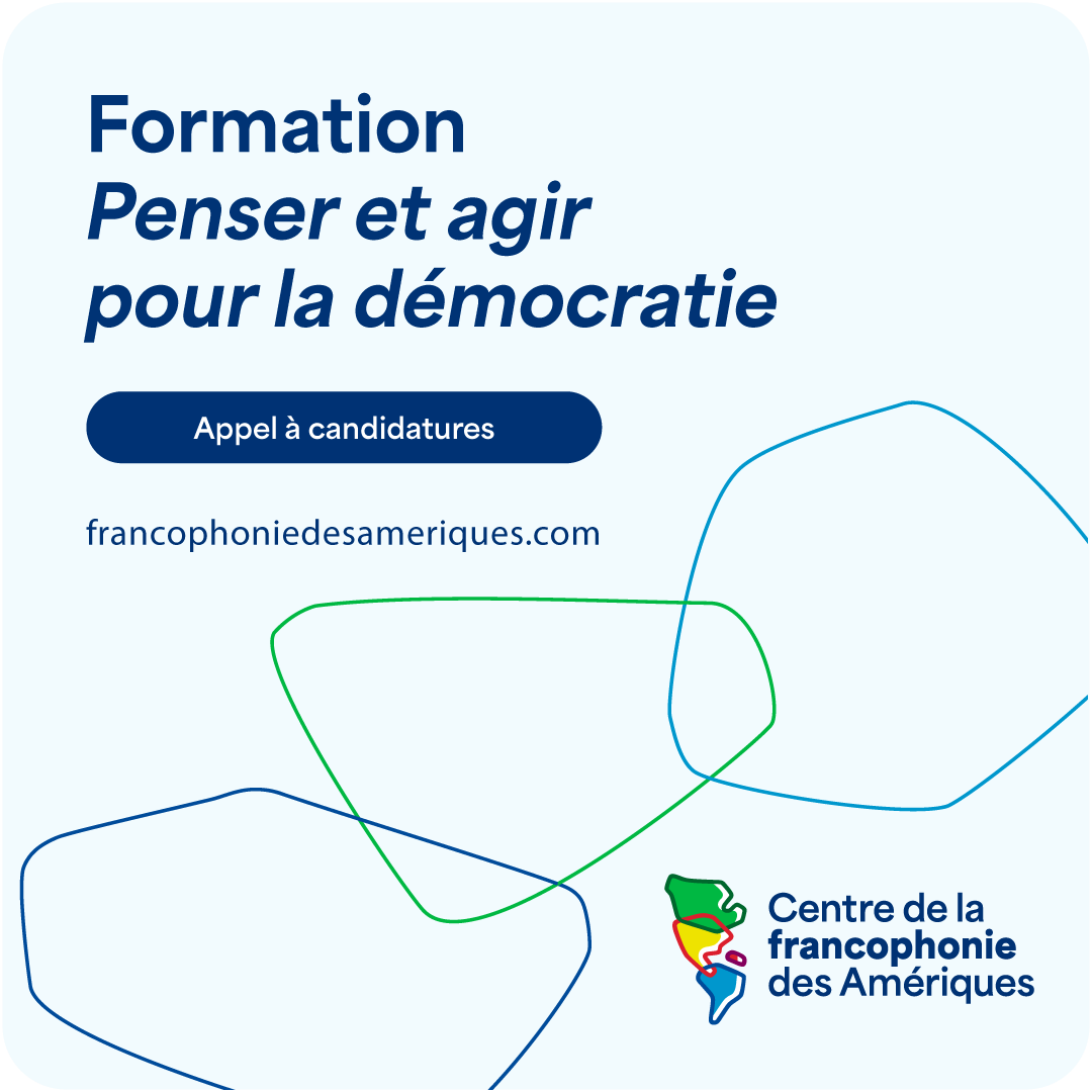 APPEL À CANDIDATURES 📢 Tu as entre 18 et 35 ans et tu t’intéresses à la démocratie, à la participation citoyenne et à la francophonie? Nous avons une formation pour toi!

Tu as jusqu’au 23 juillet 2025 à 16 h (HAE) pour déposer ta candidature. 
francophoniedesameriques.com/activites/form…