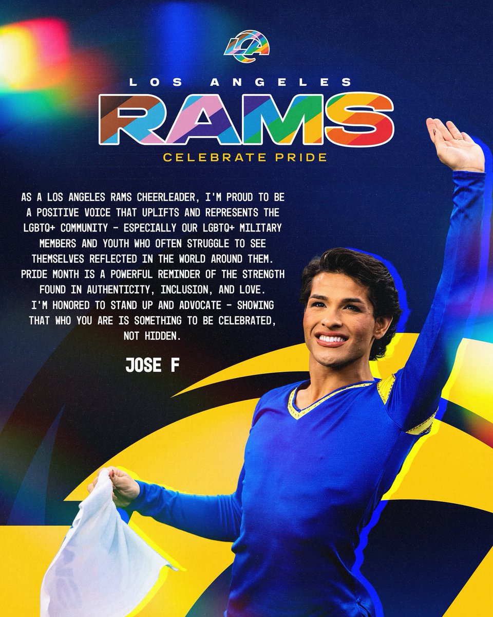 LARamsCheer's tweet image. Celebrating Pride Month by highlighting our Rams Cheerleaders! 📣
Jose F. - Year 3💛