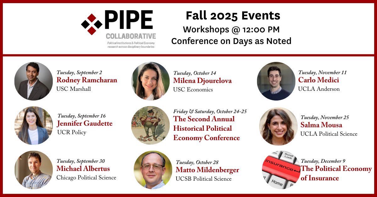 Jeff Jenkins (@jaj7d) on Twitter photo As academic budgets recede and merit raises disappear, the <a href="/PIPECollab/">PIPE Collaborative</a> rolls on! Speakers and events for Fall 2025 below: As academic budgets recede and merit raises disappear, the <a href="/PIPECollab/">PIPE Collaborative</a> rolls on! Speakers and events for Fall 2025 below: