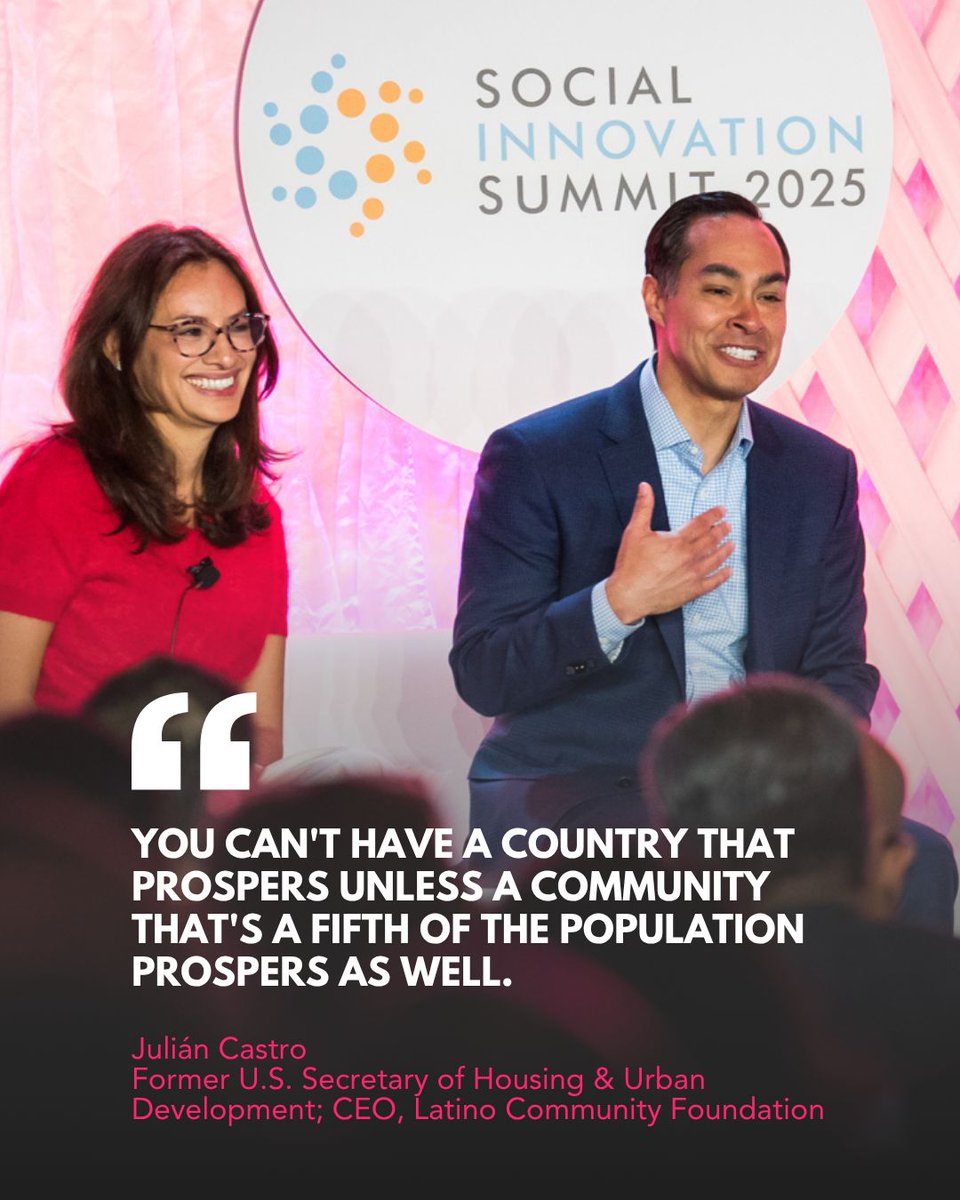 Social Innovation Summit (@socinnovation) on Twitter photo What a joy is was to have @juliancastro, CEO of @latinocommfdn, and <a href="/MariaTeresa/">MARIA TERESA KUMAR</a> CEO of <a href="/votolatino/">Voto Latino</a>, in conversation at #SIS25. Their discussion, moderated by Natalye Paquin of @RockefellerFDN, explored the intersection of policy and participation. What a joy is was to have @juliancastro, CEO of @latinocommfdn, and <a href="/MariaTeresa/">MARIA TERESA KUMAR</a> CEO of <a href="/votolatino/">Voto Latino</a>, in conversation at #SIS25. Their discussion, moderated by Natalye Paquin of @RockefellerFDN, explored the intersection of policy and participation.