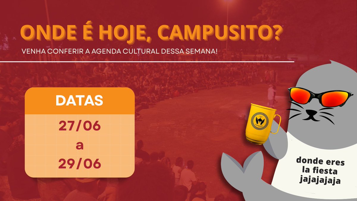 campusitofacunb's tweet image. ONDE É HOJE, CAMPUSITO? 🗣️

Ainda sem planos pro fim de semana? 📅
 Vem conferir a agenda com os melhores eventos de Brasília. 💃

#UnB #CulturaemBrasília #EventosemBrasília
