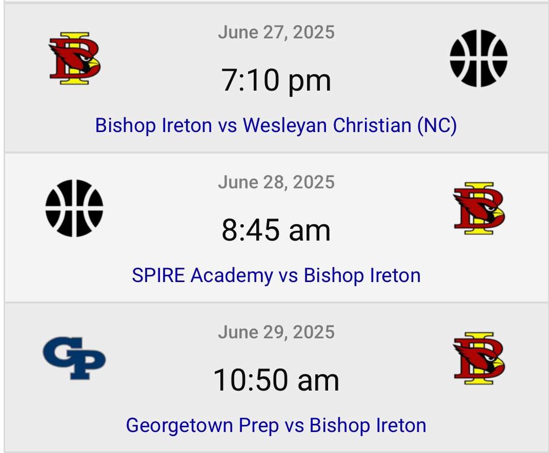 My schedule for DMV Live Session 2 this weekend. Game 1 at DeMatha Court 2, Game 2 at Seton, Game 3 at DeMatha Court 1