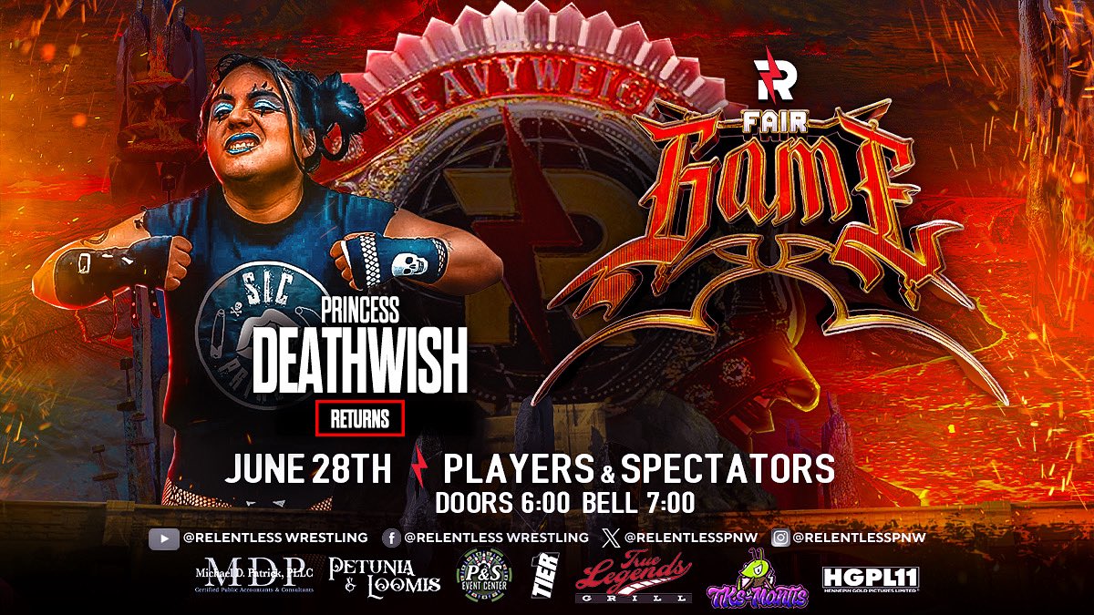 RelentlessPNW's tweet image. Princess Deathwish returns to Spokane tomorrow night!