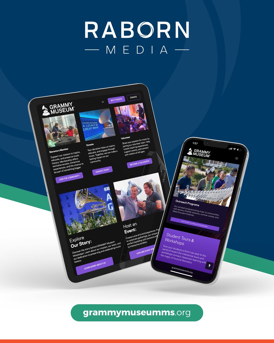 RabornMedia's tweet photo. 🎵 From web design to video, we helped GRAMMY Museum Mississippi create a digital home that reflects the energy and creativity of the space itself—full of music and magic for kids and grown-ups alike! 🎵 https://t.co/y8zzHR2XMN https://t.co/I14cREu7Az
