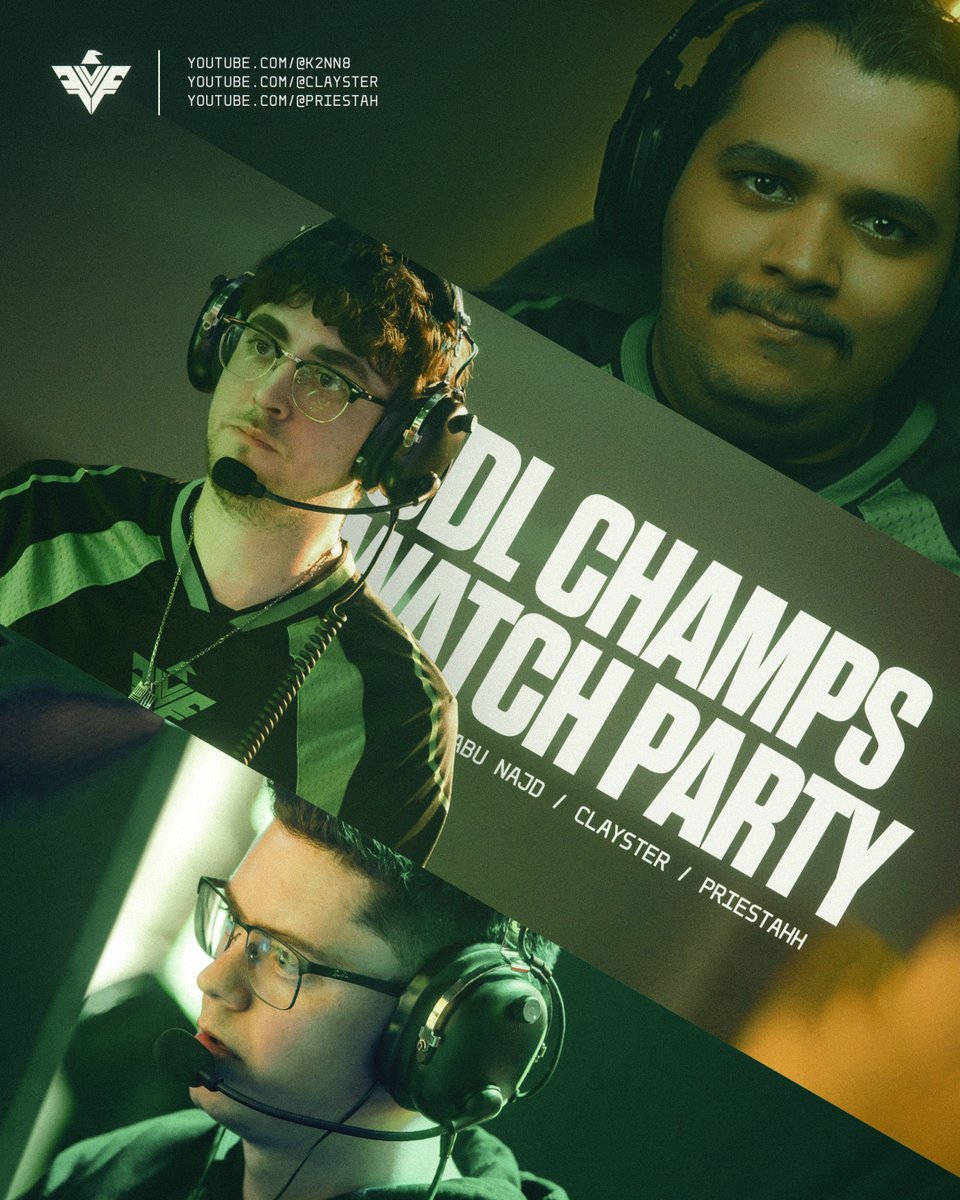 Three Legends. Three Watch Parties. All locked in for Champs. Come Through! 🦅💚

📺YouTube.com/@K2nN8
📺Youtube.com/@Clayster
📺Youtube.com/@Priestah 

#VegasFalcons || #CDL2025