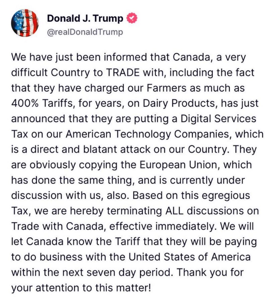 JFN1971's tweet photo. Canada is fucked. @MarkJCarney is fucked. Your stupid fucking elbows are fucked. Canada is retarded. #Tariffs https://t.co/JH2Yz2pXxs