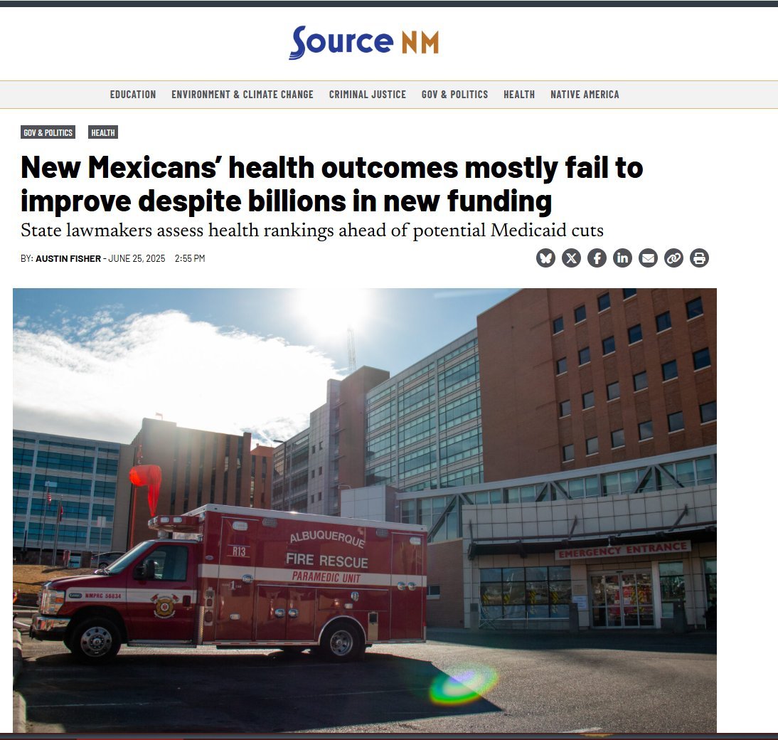 Between the Feds and State we spend $15.5 billion on Medicaid, but even according to left wing Source NM there hasn't been a positive impact on health care outcomes. Wow! errorsofenchantment.com/new-mexico-hea…