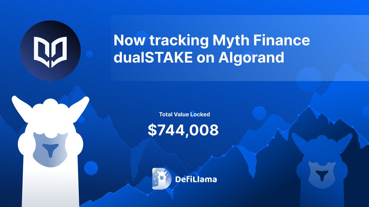 DefiLlama.com (@defillama) on Twitter photo Now tracking <a href="/Myth_Finance/">Myth Finance</a> dualSTAKE on <a href="/Algorand/">Algorand Technologies</a>
dualSTAKE is a liquid staking protocol on Algorand that converts staking rewards into a specific asset, like goBTC. Each dualSTAKE token is backed 1:1 by ALGO plus a growing amount of the paired reward asset Now tracking <a href="/Myth_Finance/">Myth Finance</a> dualSTAKE on <a href="/Algorand/">Algorand Technologies</a>
dualSTAKE is a liquid staking protocol on Algorand that converts staking rewards into a specific asset, like goBTC. Each dualSTAKE token is backed 1:1 by ALGO plus a growing amount of the paired reward asset
