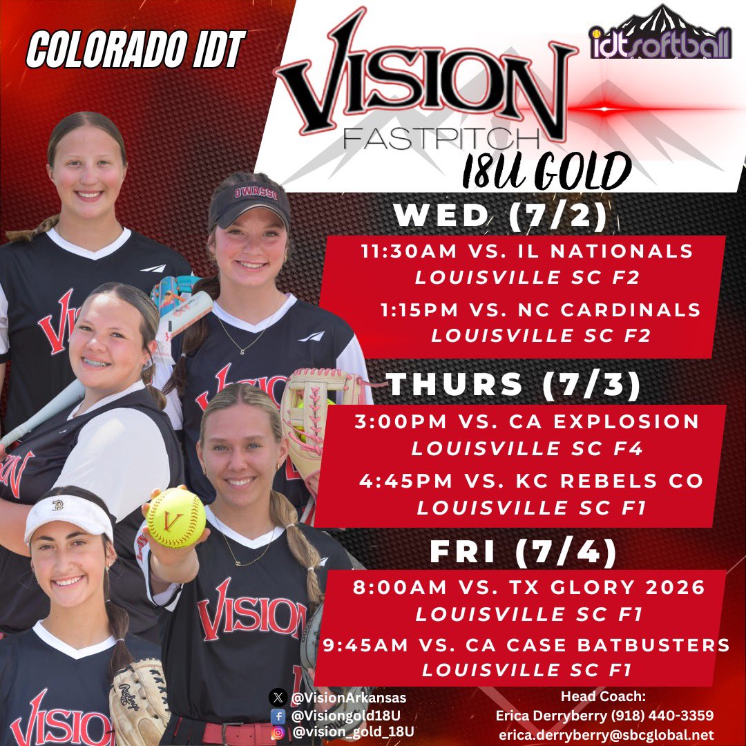 VisionGold18U (@visionarkansas) on Twitter photo Super excited to be headed back to CO next week! <a href="/BoulderIDT/">Boulder IDT</a> <a href="/FastpitchVision/">Vision Fastpitch</a> <a href="/ExtraInningSB/">EXTRA INNING SOFTBALL</a> <a href="/tagupSoftball/">tagup</a> Super excited to be headed back to CO next week! <a href="/BoulderIDT/">Boulder IDT</a> <a href="/FastpitchVision/">Vision Fastpitch</a> <a href="/ExtraInningSB/">EXTRA INNING SOFTBALL</a> <a href="/tagupSoftball/">tagup</a>