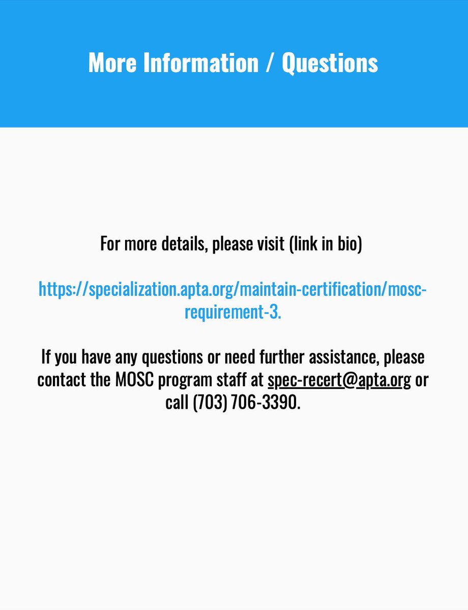 Please scroll through to learn more about the MOSC updates from ABPTS - link will be in bio for more information!