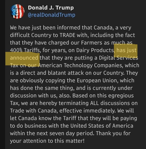 There are legitimate American gripes with Canada's DST approach, but this is certainly not something "just announced"