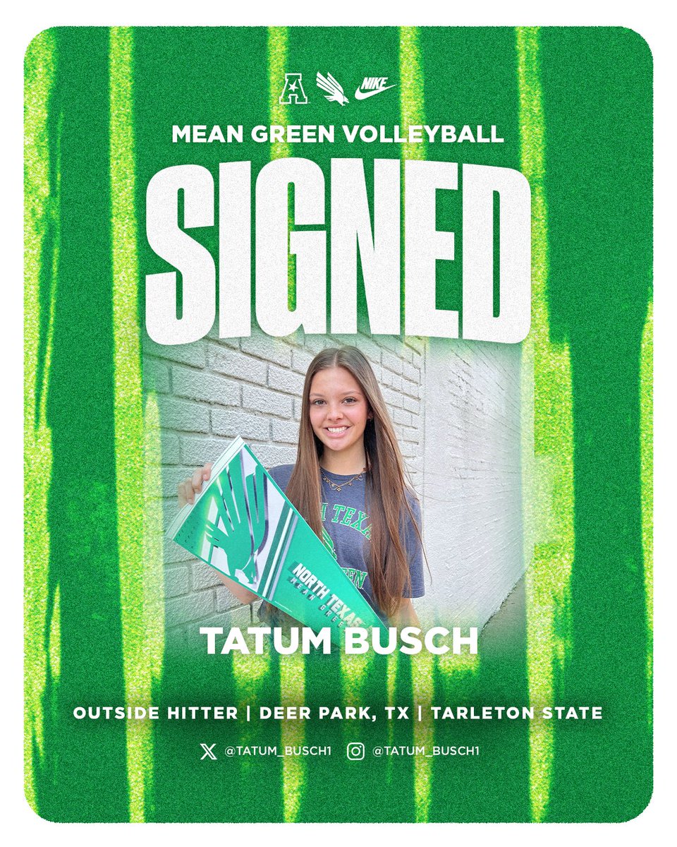 MeanGreenVB's tweet image. Ready to roll!! @tatum_busch1 is officially a member of the Mean Green!
#GMG ๐ข๐ฆ