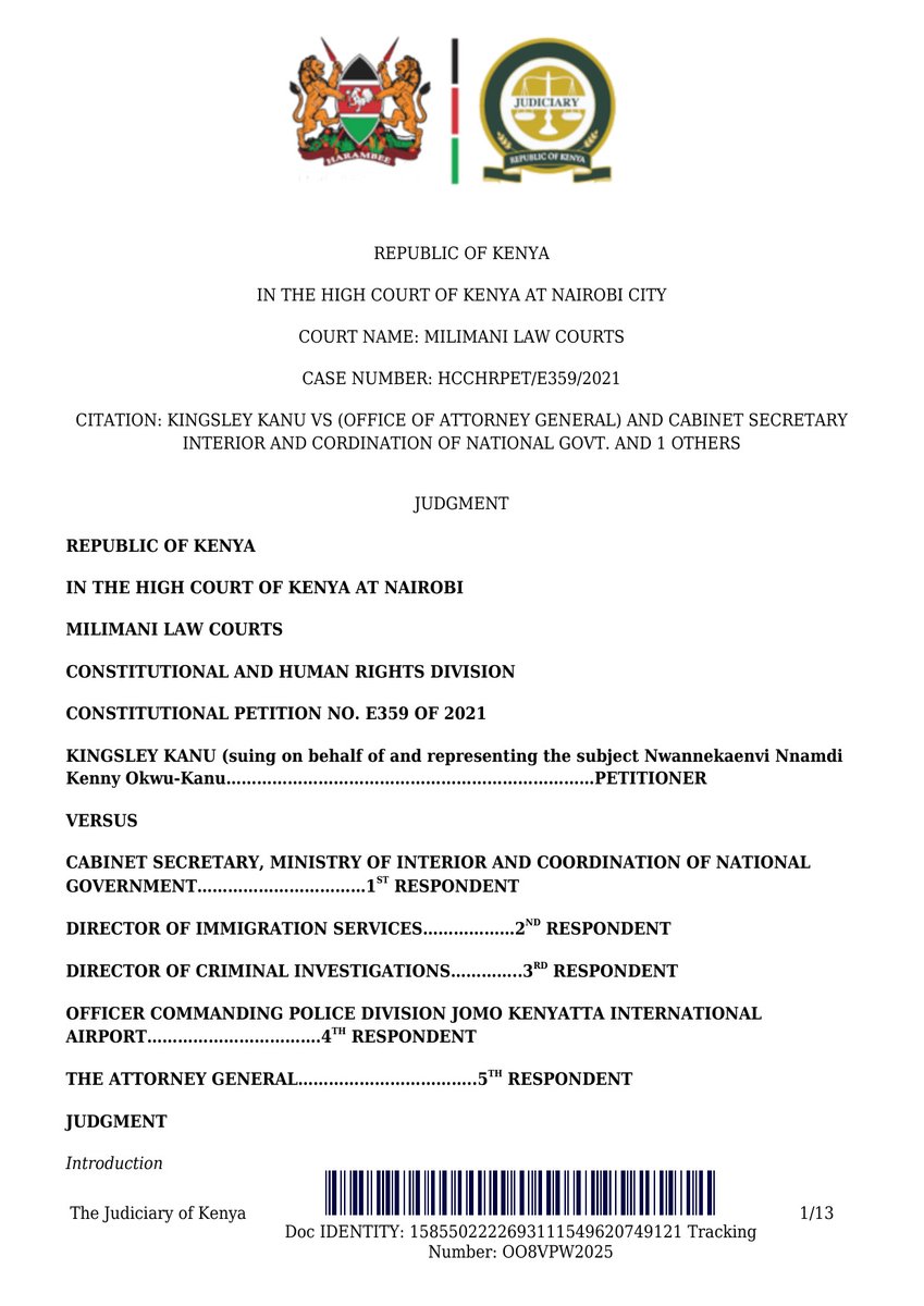 ChukwuebukaIPOB's tweet image. JUNE 27, 2025
EMMA POWERFUL, SPOKESPERSON AND MEDIA & PUBLICITY SECRETARY IPOB
KENYAN HIGH COURT DECLARES THE RENDITION OF MAZI NNAMDI KANU ILLEGAL: A CRUSHING BLOW TO NIGERIA’S LIES AND INTERNATIONAL LAWLESSNESS
Thread 👇🏿