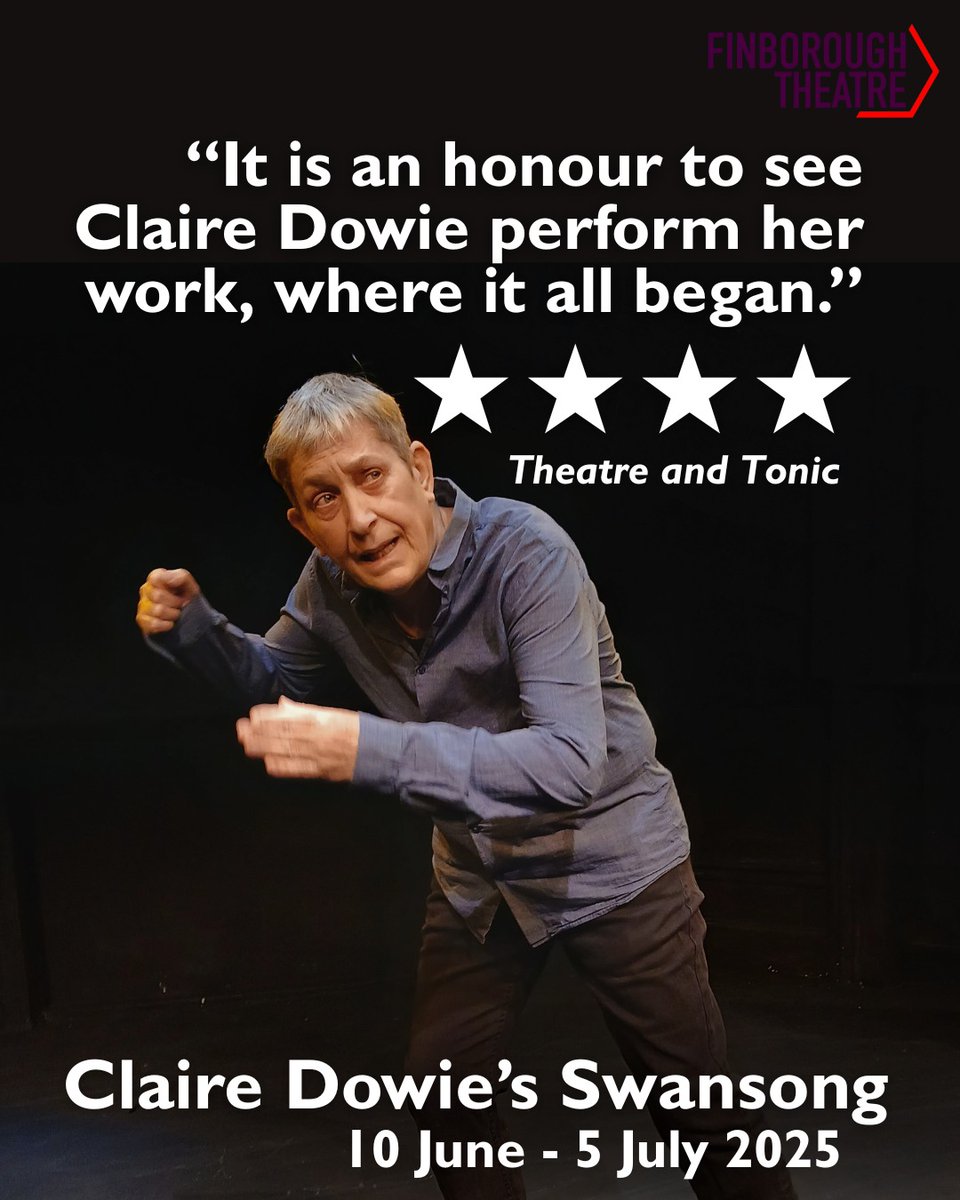 “Catch this trailblazer before Dowie disappears into the peace of her garden for good.” ★★★★ Four Stars from The Reviews Hub

Only 7 performances before <a href="/SwansongDowie/">Claire Dowie's Swansong</a> must end on 5 July. Don't miss it!

🎫 Tickets here zurl.co/UI7eo 
📅 Running until 5 July