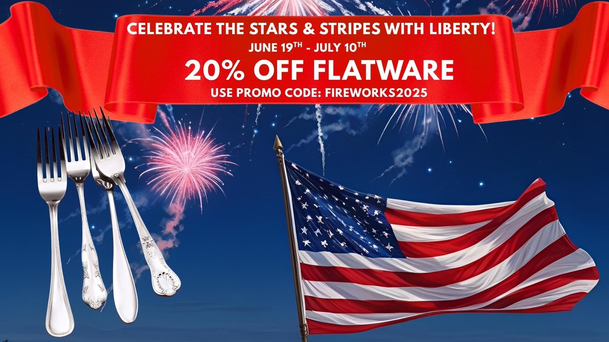 LibertyTabletop's tweet image. 🎆 Let’s Celebrate Liberty!
Get 20% OFF all flatware during our 4th of July Sale!
📦 Order by June 30th for guaranteed July 4th delivery!
Use code: FIREWORKS2025 ➡️ 🛍️ libertytabletop.com
#MadeInUSA #LibertyTabletop #4thOfJulySale #Flatware #AmericanMade