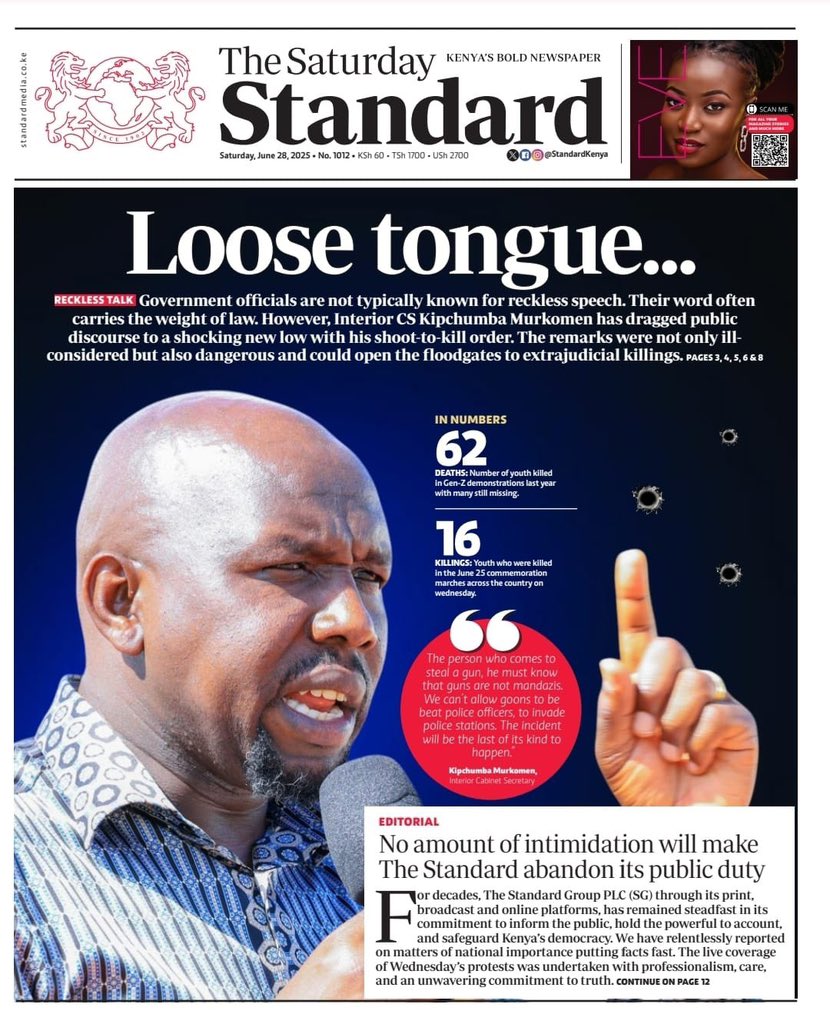 Kipchumba one day you pay for your careless utterances.  The clock is ticking