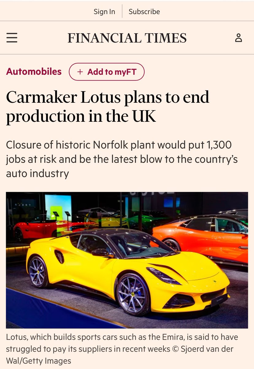 Shame but I could see this coming.

The traditional British Lotus buyer doesn’t exist in any volumes anymore, whereas the brand, like Mulberry, is stronger elsewhere.