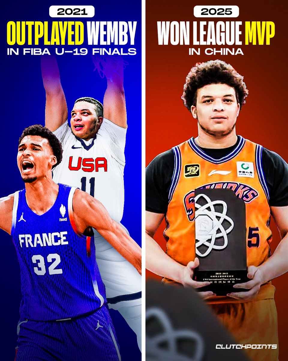 ClutchPoints's tweet photo. Kenny Lofton Jr. once outplayed Victor Wembanyama and Chet Holmgren in one of the biggest games of their careers...

But Lofton hasn't been on an NBA team for over a year 🤯

During the finals of the 2021 U-19 FIBA World Cup, all the headlines were on Wemby and Chet.

It was the battle between the top prospect in the world against the top prospect in the US.

But at the end of the first half, USA had problems.

🔸 Had no answers for Wemby
🔸 Faced biggest deficit of the tournament
🔸 Were in danger of losing for the first time since 2007.

This is where Lofton saved the day. 

💪 Scored 15 of his 16 points in the 2nd half
💪 Made Wemby foul out in the 4th
💪 Led a comeback in what turned out to be a 2 point win.

Lofton had 2 impressive seasons at Louisiana Tech. But in the 2022 NBA draft, every team passed on him.

Instead, Lofton signed a 2-way contract with the Grizzlies. 

He spent most of his time in the G-League, but when he had a chance to play, he made it count.

Lofton even made history by becoming the first player in NBA history to put up at least 40 points and 10 rebounds in a player's first career start.

Even then, teams weren't impressed.

Lofton would spend his second year playing for 3 teams, all on 2-way contracts. 

Then, Lofton played the next season in China for the Shanghai Sharks. And Lofton went off:

⭐ 25.2 PTS
⭐ 12.6 REB
⭐ 6.5 AST
⭐ 1.6 STL
⭐ CBA League MVP

Kenny Lofton Jr. is only 22 years old. 

And now he’s making it harder for NBA teams to ignore him 🗣️