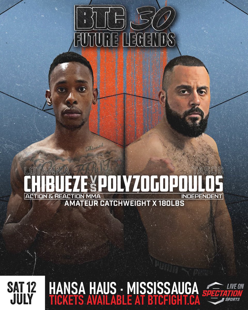 BTCFight's tweet image. Four more matches added to #BTC30 in Mississauga 💥 #BTCFight #MMA #CanadianMMA