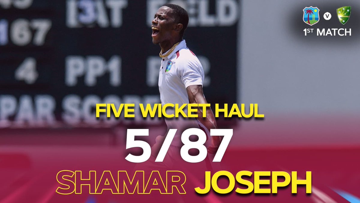 He produces again and again! 👌👏🏿

A fourth five wicket haul in nine test matches 🤯

#WIvsAUS | #MenInMaroon | #FullAhEnergy