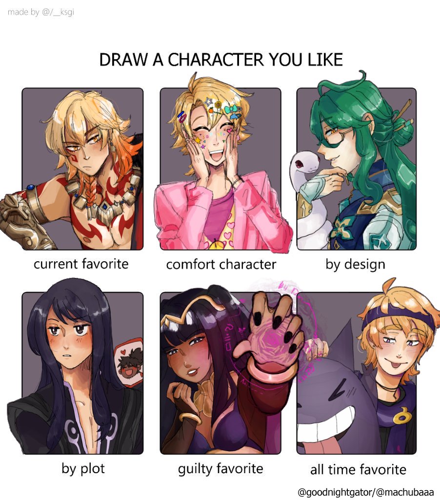 Here's all my blorbos! Thanks for hanging out with me while I drew some of them! I love them so much, so normally,  mwah kiss