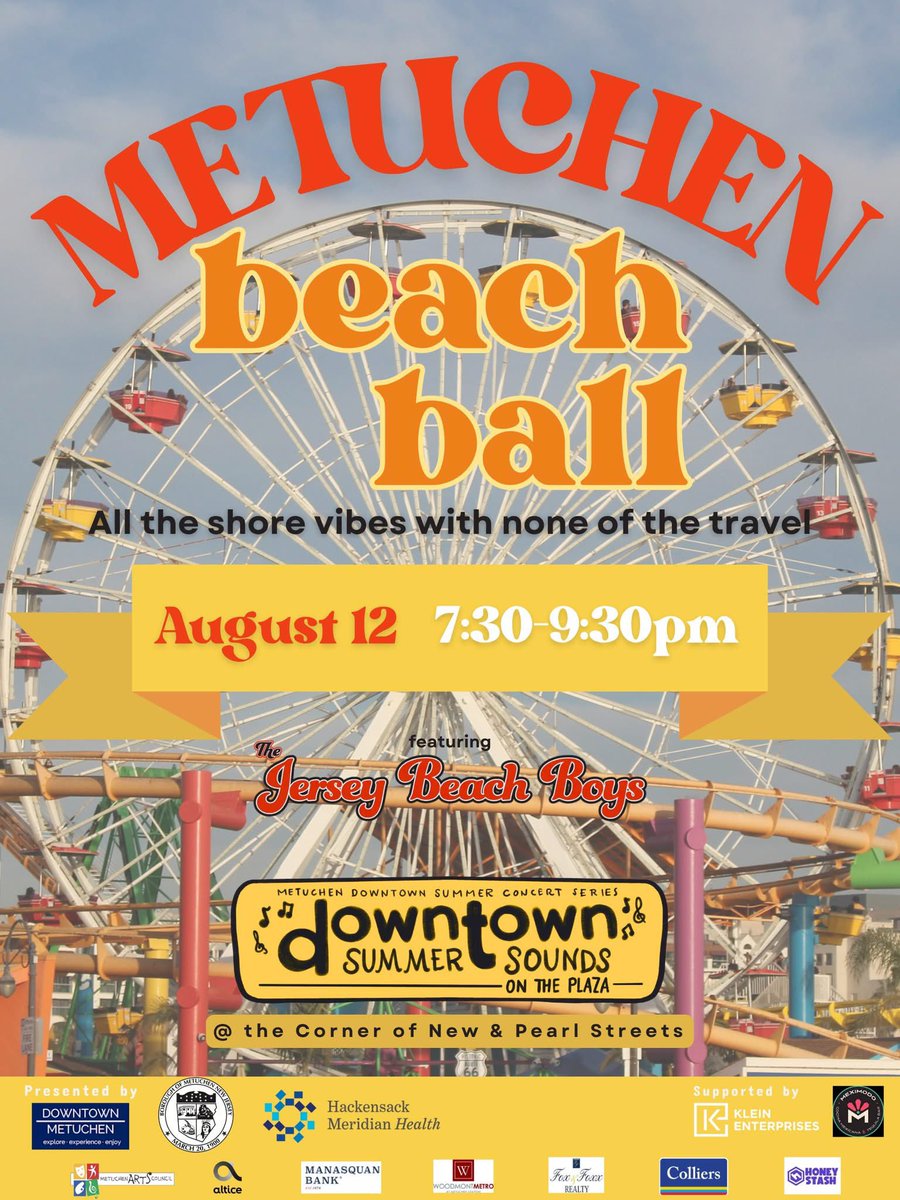 No traffic, no tolls, no sand in your shoes—just all the shore vibes for our second Hackensack Meridian Downtown Summer Sounds concert of the season on the Plaza. 🏖️ 

We are excited to announce that, on Tuesday, August 12 from 7:30 to 9:30 p.m., our downtown Plaza will host The